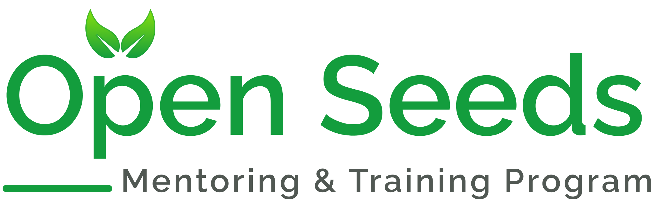 Logo consisting of the text 'Open Seeds' in green with a small leaf motif over the 'p'